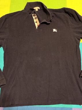Burberry Navy Long-Sleeve Long- Sleeve Polo